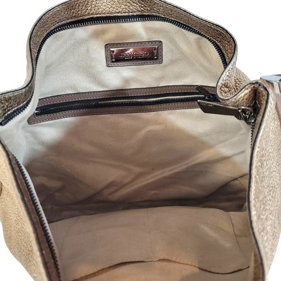 Jimmy Choo Zoe Gold Leather & Snakeskin Hobo - Picture 6 of 11